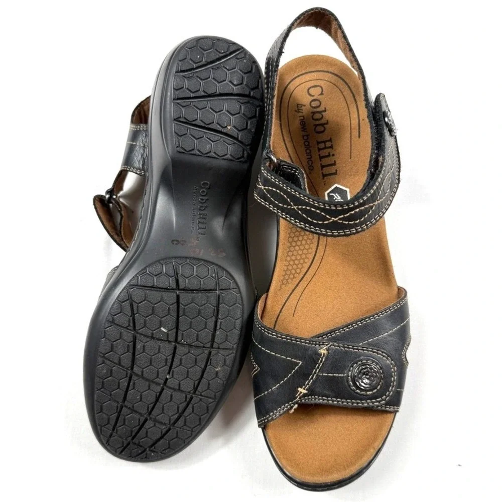 Cobb Hill New Balance‎ Womens Black Leather Wedge Sandals RevLite  Size 10M